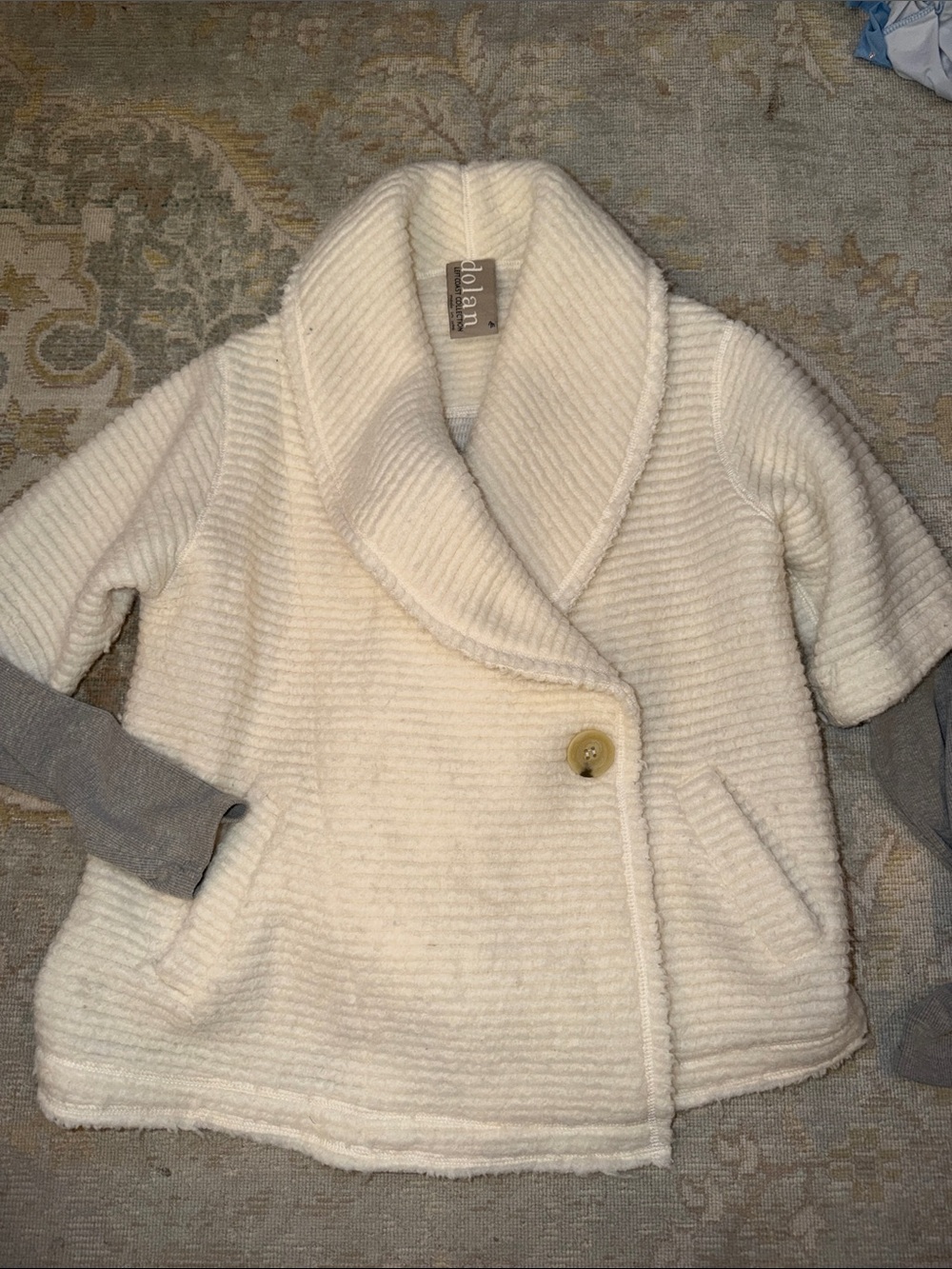 dolan Cream Ribbed Shawl-Collar Jacket with Left Button